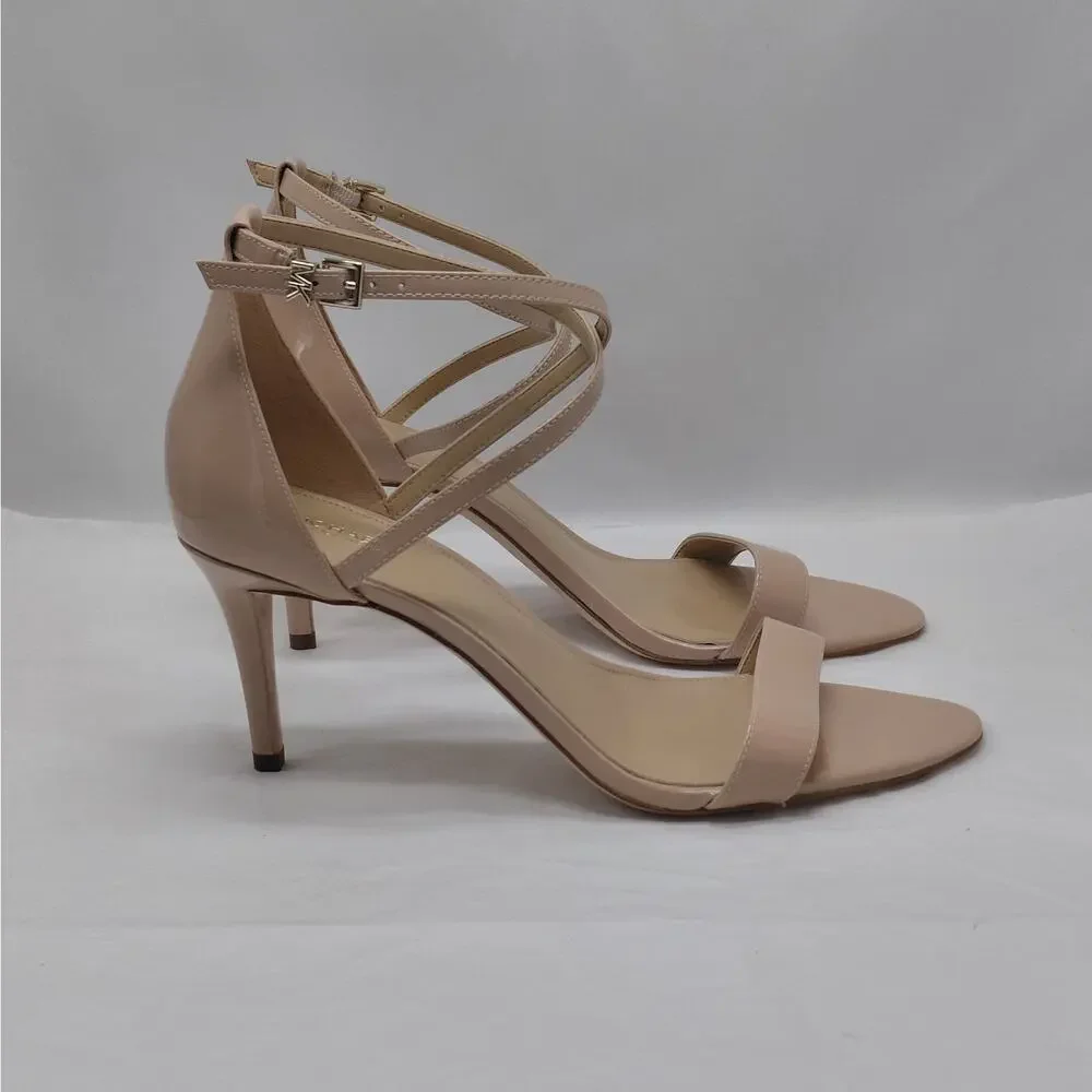 Michael Kors Womens Heels Dressy Sandals 10M Blush Patent Strappy Wedding Party